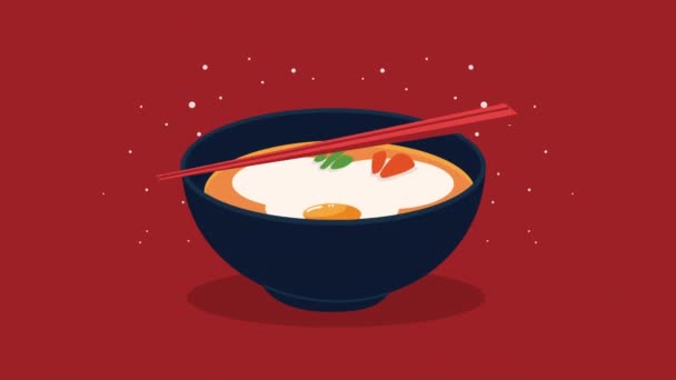 Animação cultura coreana com sopa deliciosa — Vídeo de Stock