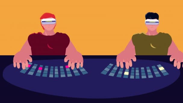 Animação tecnologia realidade virtual com personagens usuários do sexo masculino — Vídeo de Stock