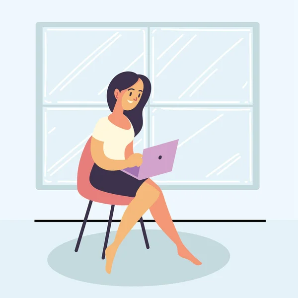 Freelance trabajando con laptop — Vector de stock