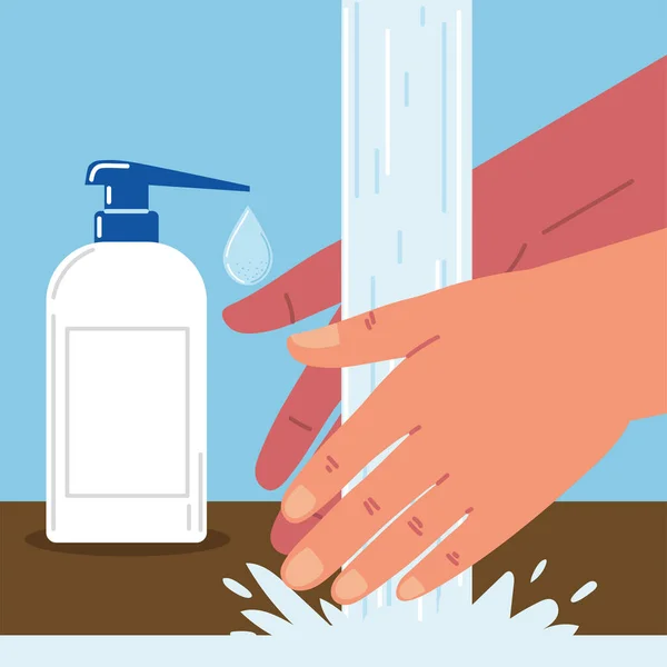 Ruční mytí a tekuté mýdlo — Stockový vektor