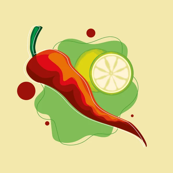 Chili pepper and lemon — Stock Vector