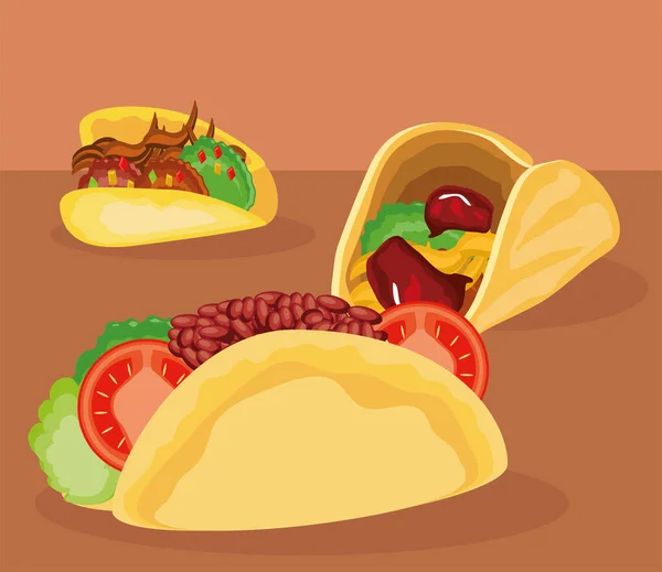 Tacos different ingredients — Stock Vector