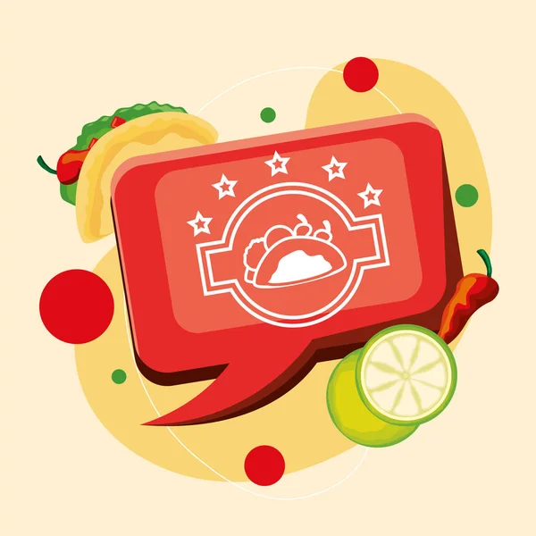 Taco de comida mexicana — Vector de stock