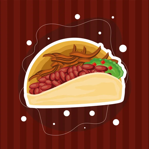Taco with sauce and beans — Stock Vector