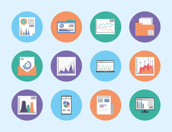 Analytics-Diagramm-Symbole — Stockvektor