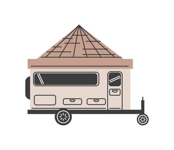 Caravane camping-car avec tente — Image vectorielle