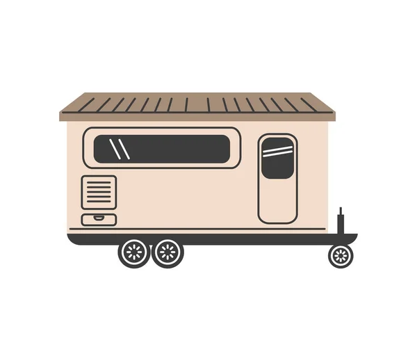 Camping-car remorque icône plate — Image vectorielle