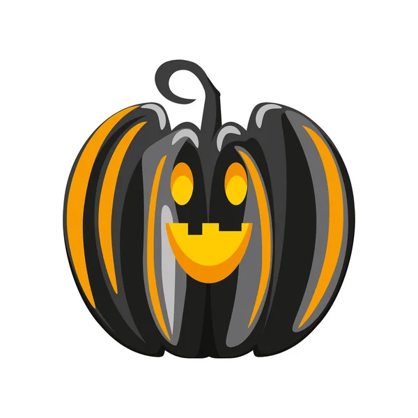 Visage noir citrouille halloween — Image vectorielle