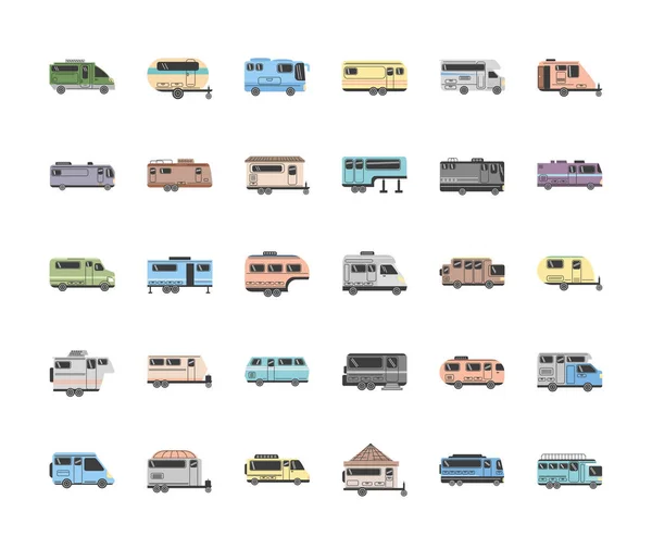Camping-cars voiture et remorque ensemble — Image vectorielle
