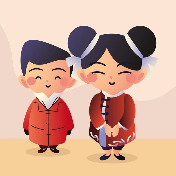 Asian couple smiling — Stock Vector