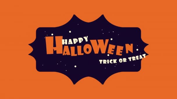 Feliz halloween lettering em animação quadro noturno — Vídeo de Stock