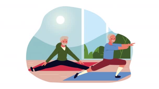 Ancianos practicando animación de ejercicios — Vídeos de Stock