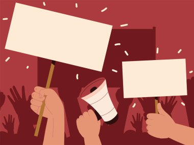 Protestocu elleri megafonla