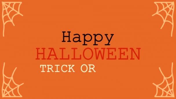 Animação feliz halloween lettering com redes de aranha — Vídeo de Stock