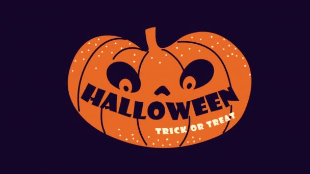 Feliz halloween letras en animación de calabaza — Vídeos de Stock