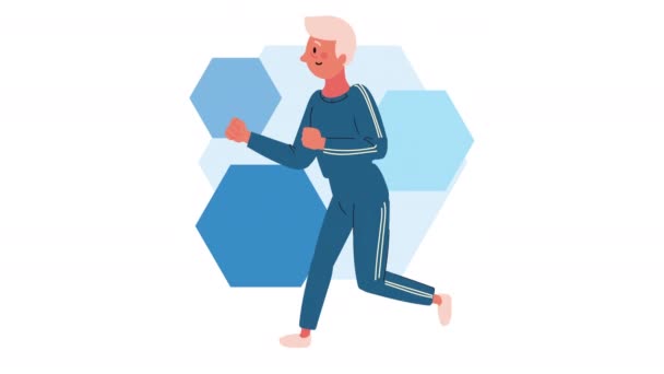 Old woman practicing exercise animation — Stock video