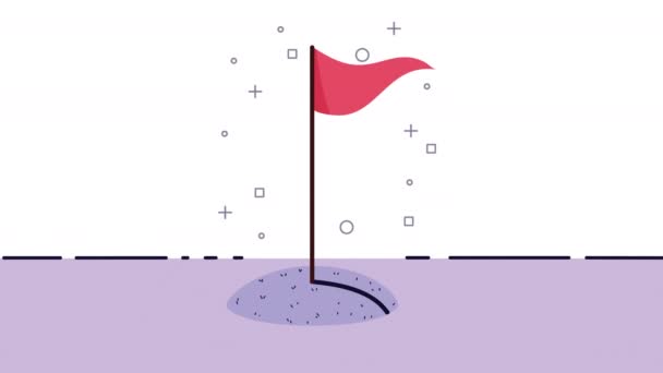 Bandeira de sucesso vermelho acenando animação — Vídeo de Stock
