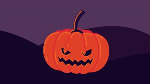 Happy halloween animation with pumpkin scene — Stock video