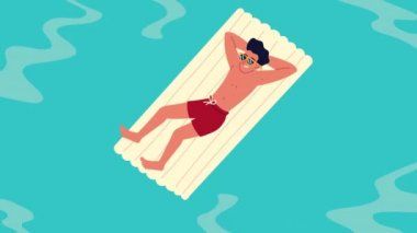 Havuz animasyonunda yüzen adam.