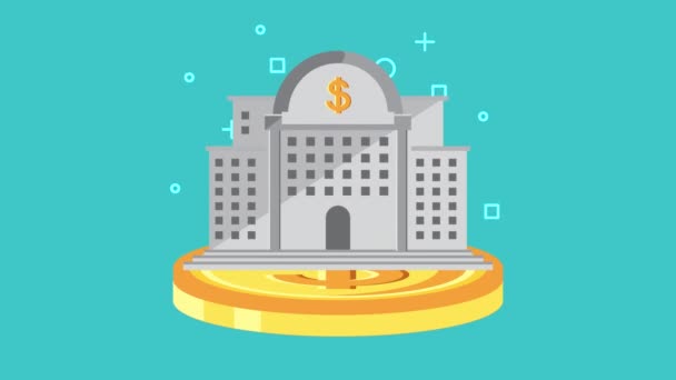 Анимация личных финансов в банке — стоковое видео