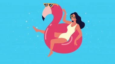 Flaman akış animasyonunda dinlenen kadın