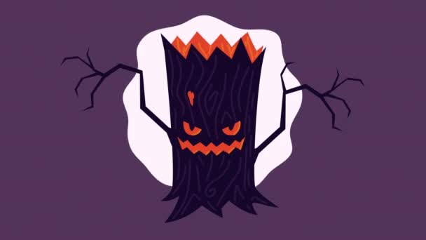 Heureux halloween animation avec arbre hanté — Video