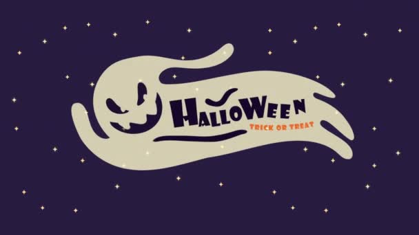 Felice halloween lettering in animazione fantasma — Video Stock