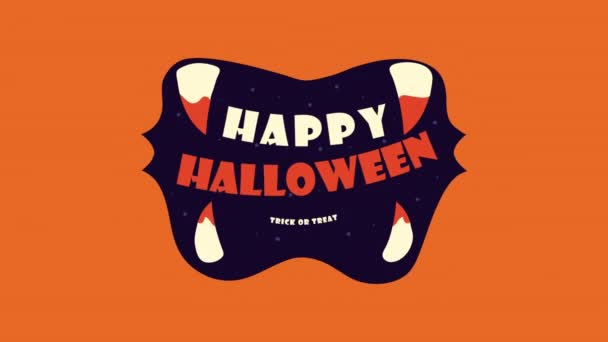 Gelukkig halloween belettering in vampier mond animatie — Stockvideo