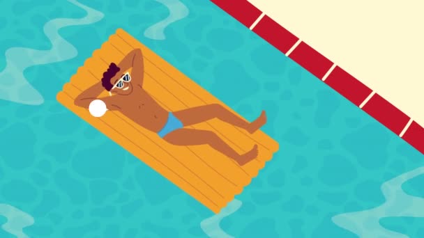 Man relaxing in mat speaking animation — Stock Video