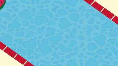 Adam havuzda kırmızı süzülerek dinleniyor.