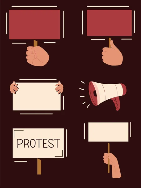 Протестуючи руки і прапор — стоковий вектор