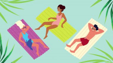 Yüzen animasyonlarda rahatlayan kişiler