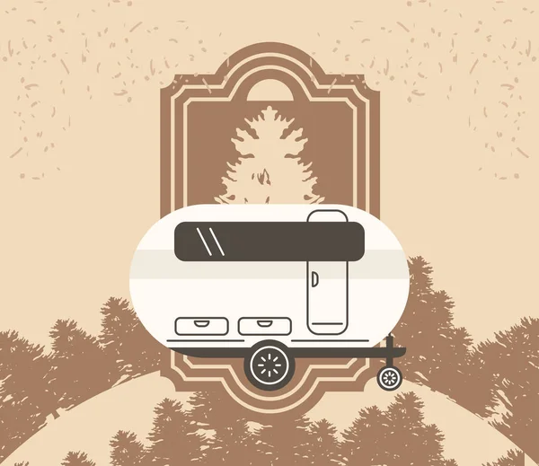 Camping camper car poster — Stock Vector
