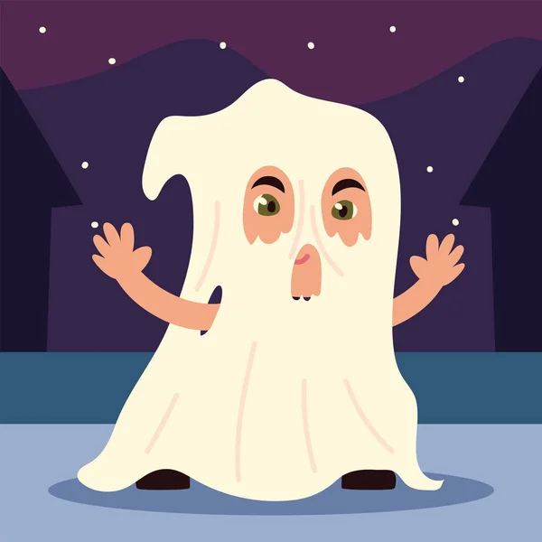 Bambino con costume da fantasma — Vettoriale Stock