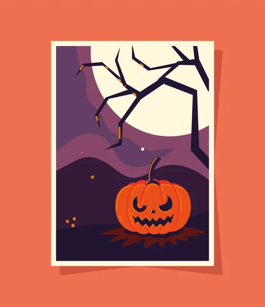 Halloween-Kürbis und Mond — Stockvektor
