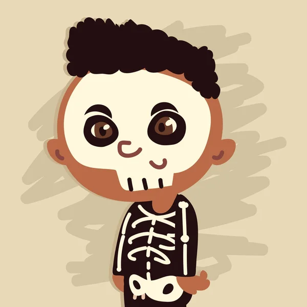 Chłopiec w stroju szkieletu — Wektor stockowy