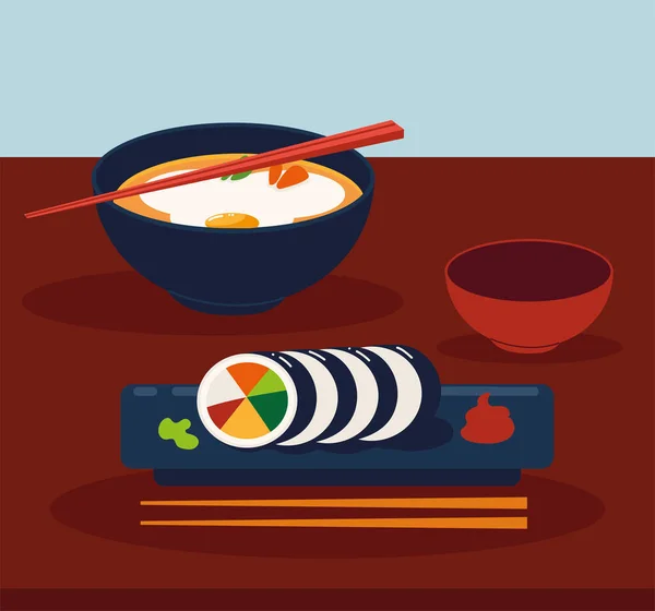 Традиционная кухня азиатская — стоковый вектор