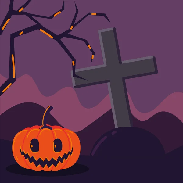 Noche de Halloween calabaza — Archivo Imágenes Vectoriales