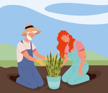 Bitkisi olan bahçıvanlar.