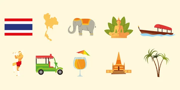 Icônes thailand culture — Image vectorielle
