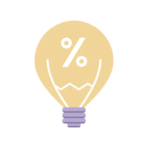 Light bulb with percent — Stock Vector