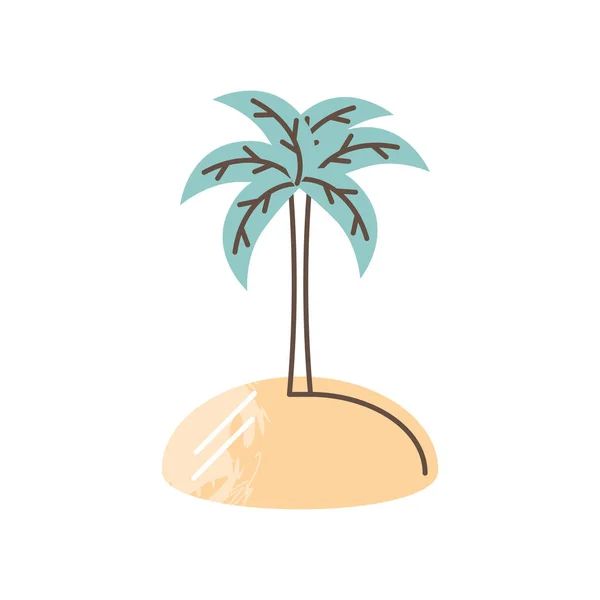 Palma tropical en la isla — Vector de stock