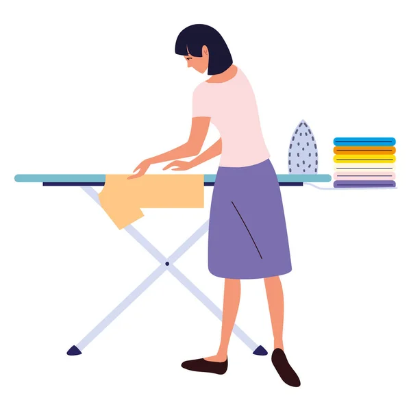 Woman ironing clothes — Stock Vector