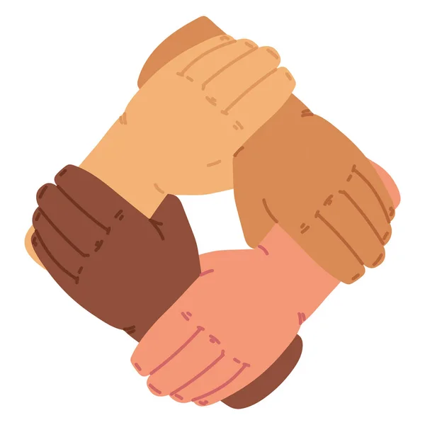 Diversité mains unies — Image vectorielle