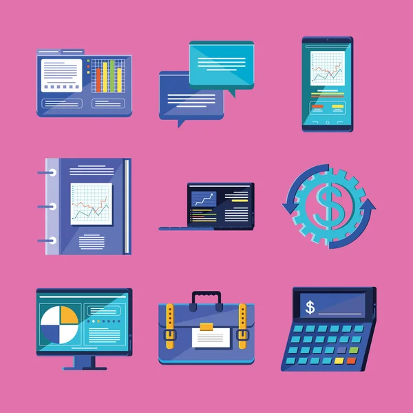 Iconenset financieel beheer — Stockvector