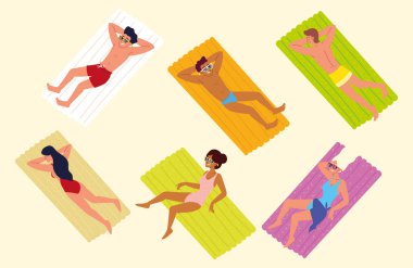 İnsanlar şamandıralarda dinleniyor, set