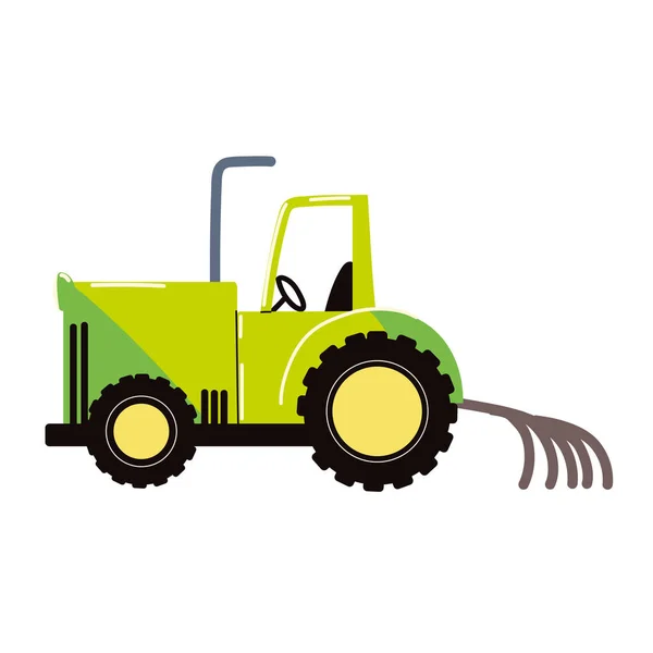 Tracteur agricole avec râteau — Image vectorielle