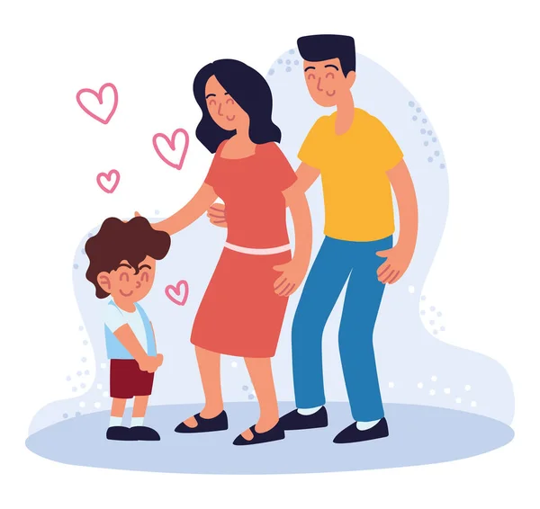 Happy couple and adopted boy — Stock Vector