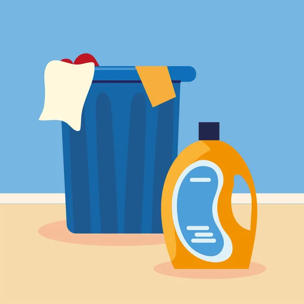 Kosz na pranie i detergent — Wektor stockowy