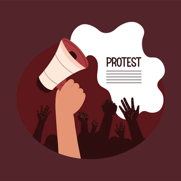 Ativistas de protesto com megafone — Vetor de Stock